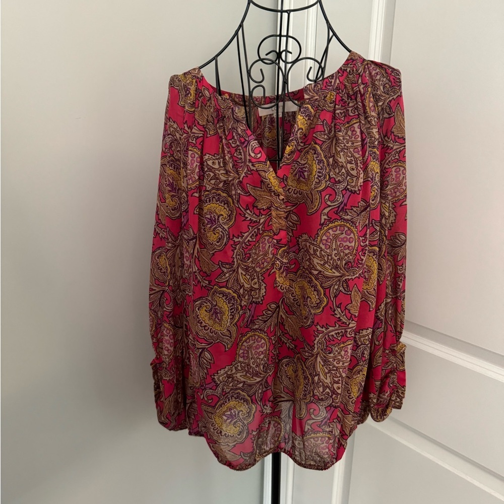 LOFT Multicolored Paisley Blouse in Size Medium